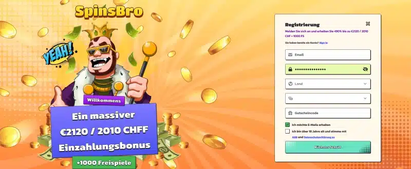 Spinsbro Casino Registrierung