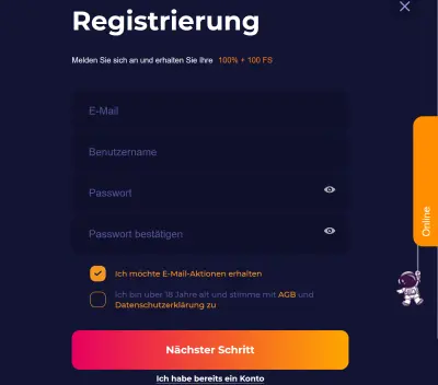 CosmicSlot Casino Anmeldung