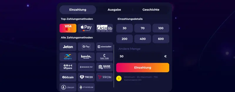 CosmicSlot Casino Kasse