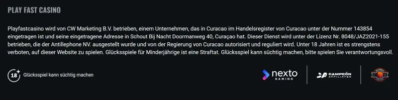 Playfast Casino Lizenz