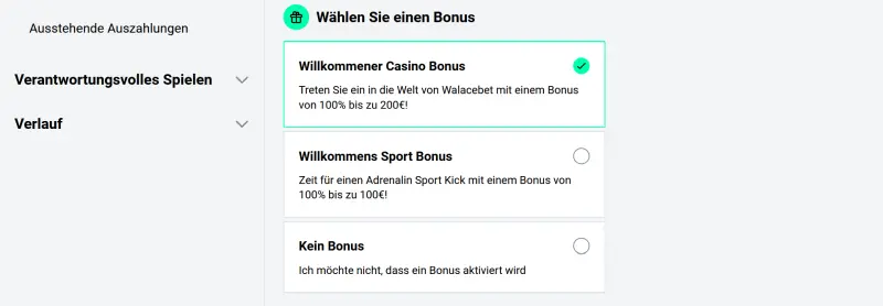 WallaceBet Willkommensbonus Aktivieren