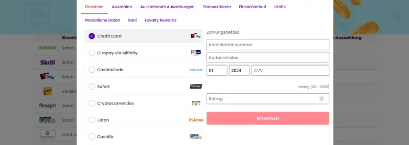 Zinkra Casino Zahlungen