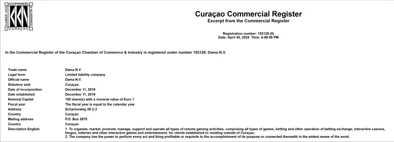 Dama N.V. Handelsregister